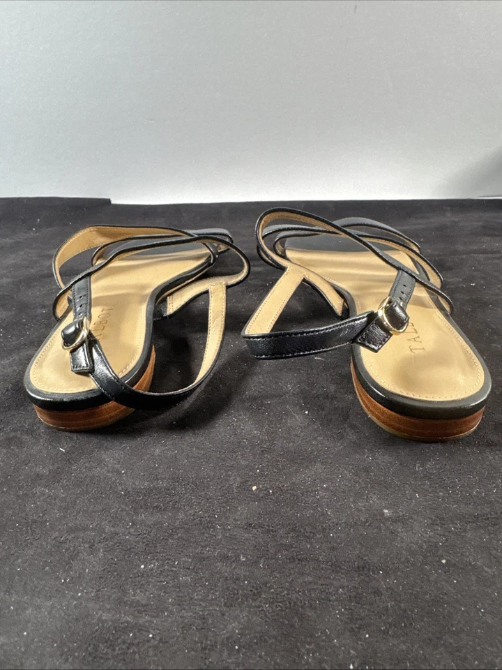 Talbots Black Women’s Strappy Sandals 3/4” Heel Slingback Leather Size 6M NEW - Image 3 of 4