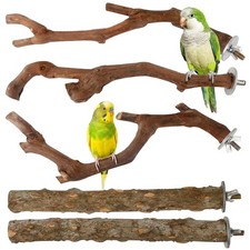 5PCS Bird Perch Stand Natural Wooden Parrot Stand Branch,3 Grape Wood Perch,2...