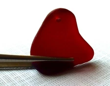 Larger Pc. Rare DEEP RUBY RED Beach Sea Glass, Jewelry Quality, End Drilled
