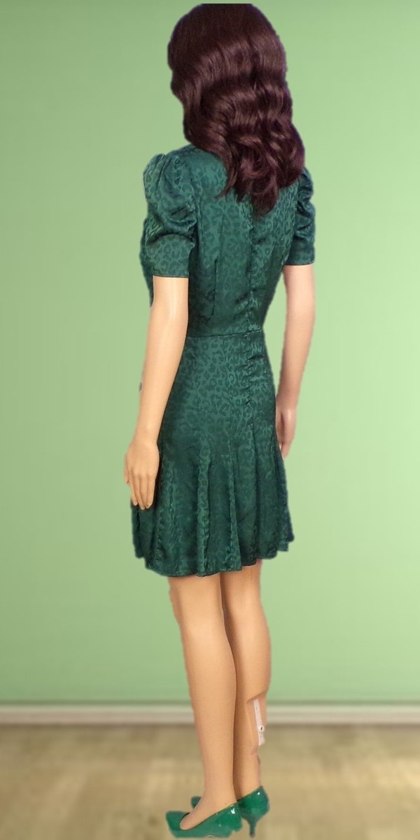 LIDA KATE size S green satin short-sleeve mermaid dress poly/span hand wash View 6
