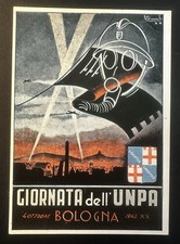 Cartolina propaganda UNPA Bologna 1942 Zamb protezione antiaerea WWII