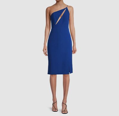 $176 Aidan Mattox Womens Blue One-Shoulder Slash Sheath Dress Size US 8