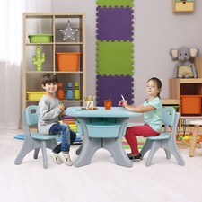 Kids Table and 2 Chair Set Toddler Dining Table with Graffiti Desk Lightweight