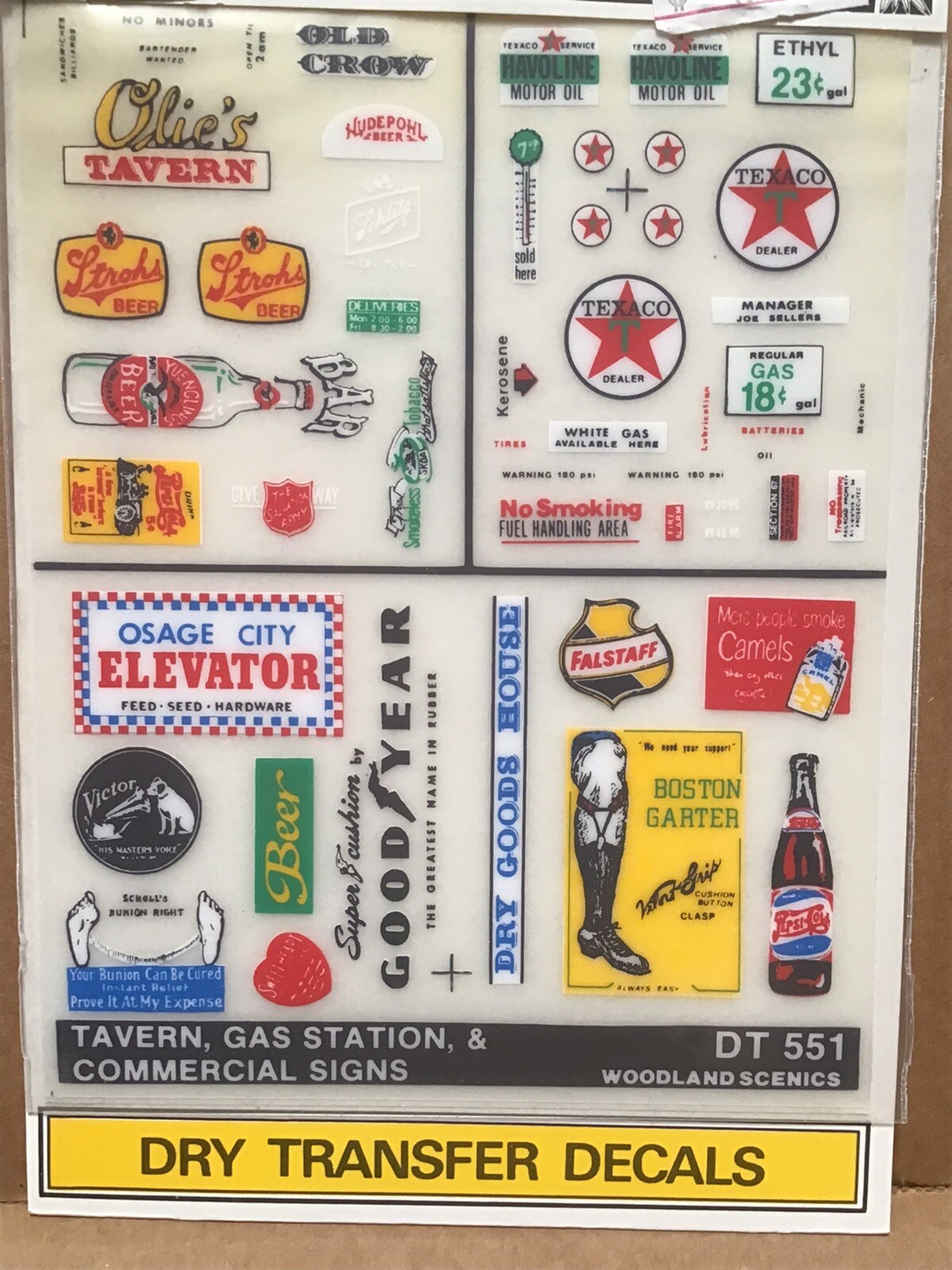 Woodland Scenics Dry Transfer Decals DT551 Tavern, Gas Station & Comm. Signs eBay