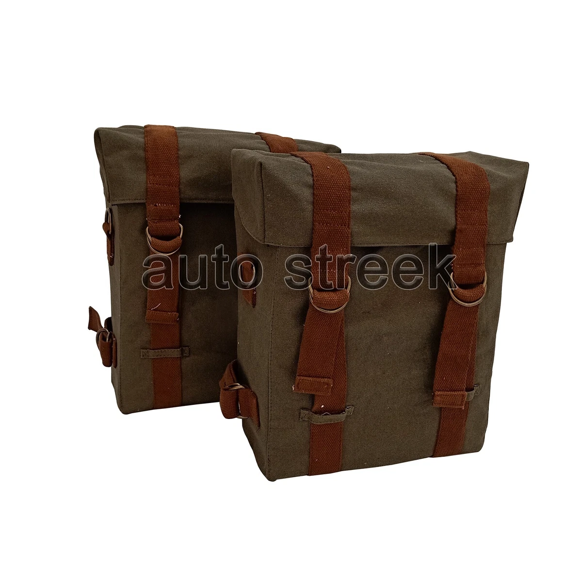Royal Enfield Classic 350 500 Olive Pannier Saddle Bags Pair Fitting Frame
