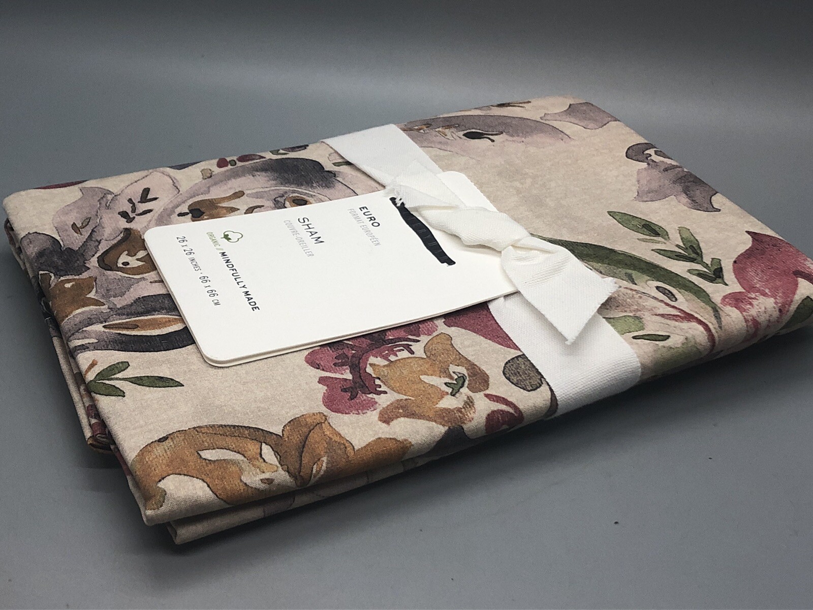 SET OF 2 Pottery Barn Taupe Ivana Organic Cotton EURO Pillow Sham