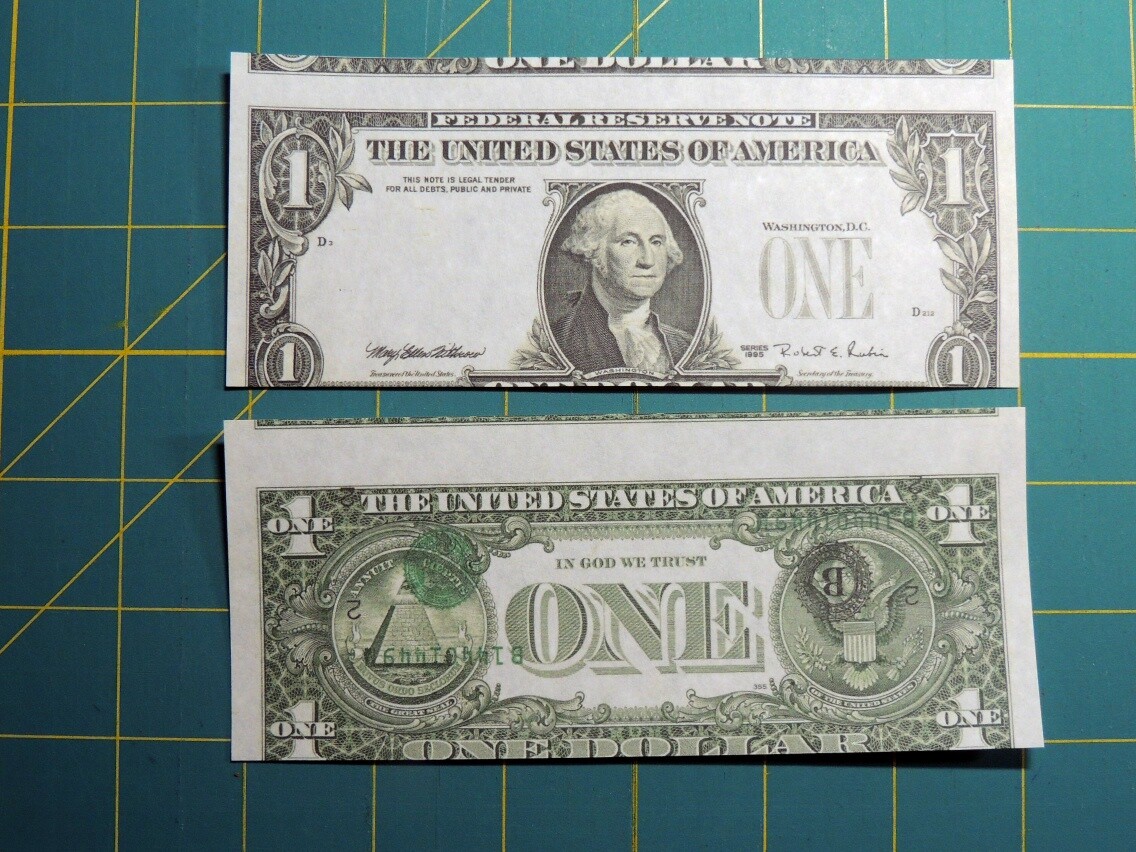 $1 1995 FRN Alignment & Printing Error Reproduction US Currency Paper Money Copy