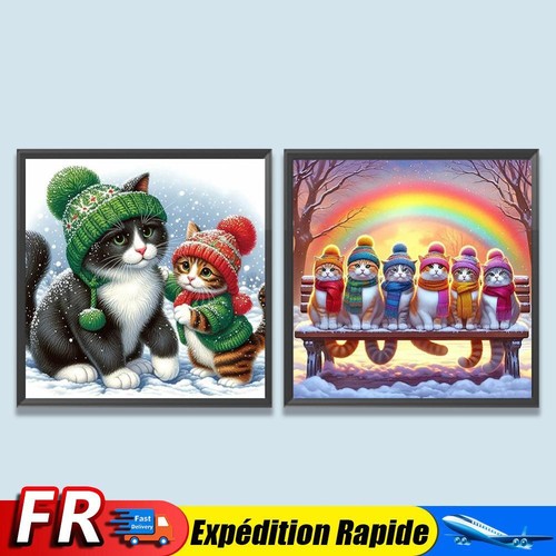 5D DIY Full Round Drill Diamond Painting Animal Cat Kit Home Decor Art ...