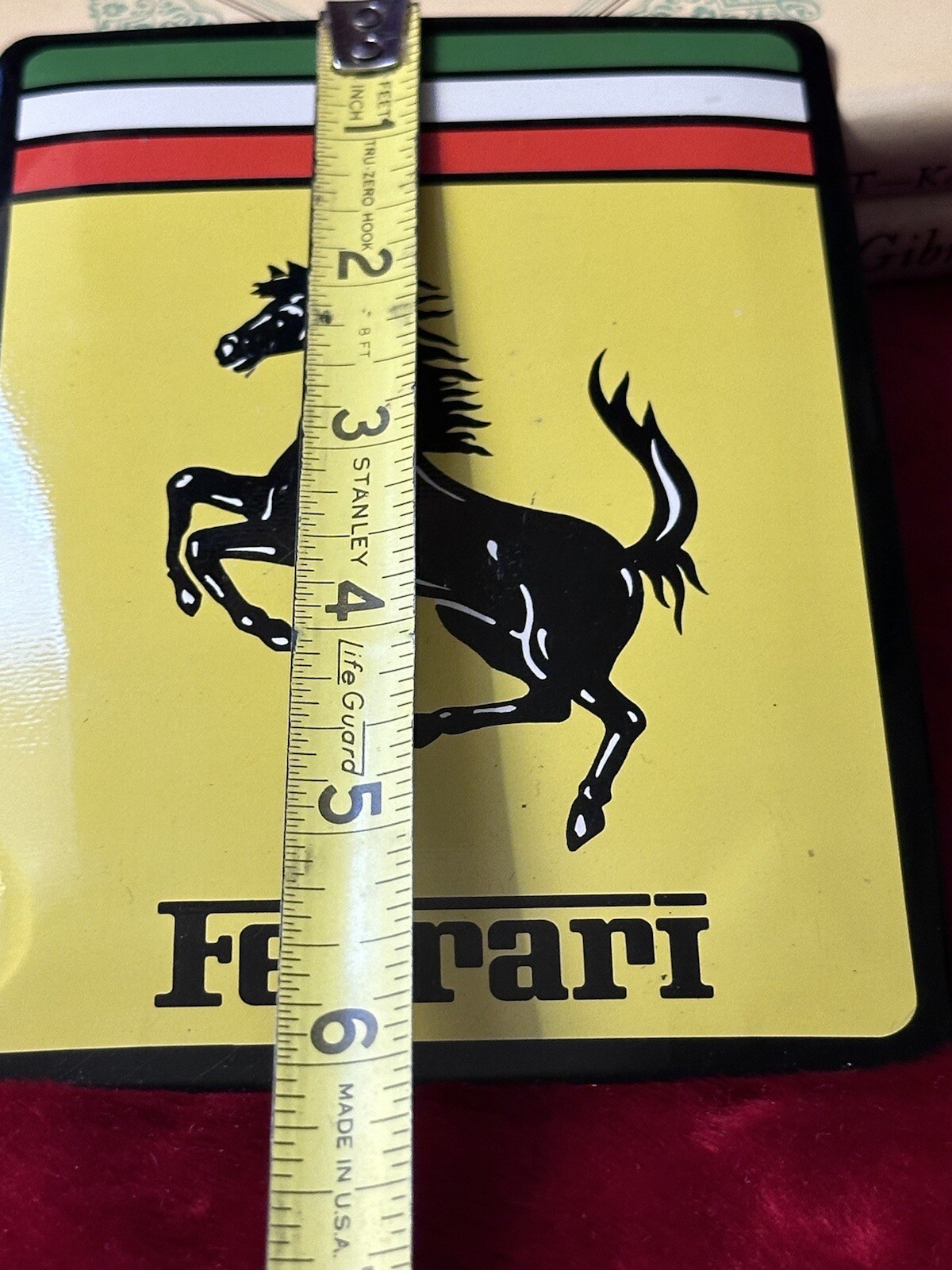 Vintage metal plaque Ferrari Logo Yellow Rare