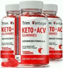 (3 Pack) Trim Vantage Keto + ACV Gummies, Advanced Weight Loss Gummy for Energy
