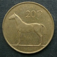 B5) Ireland 20 Pence (Pingin) 1988 EIRE - Animal Horse Gaul Ross Horse Hunting Horse