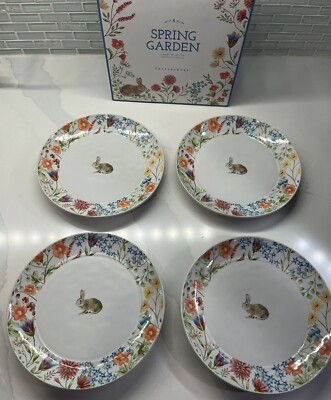 Pottery Barn Spring Garden Bunny Appetizer Plates Set Of Easter