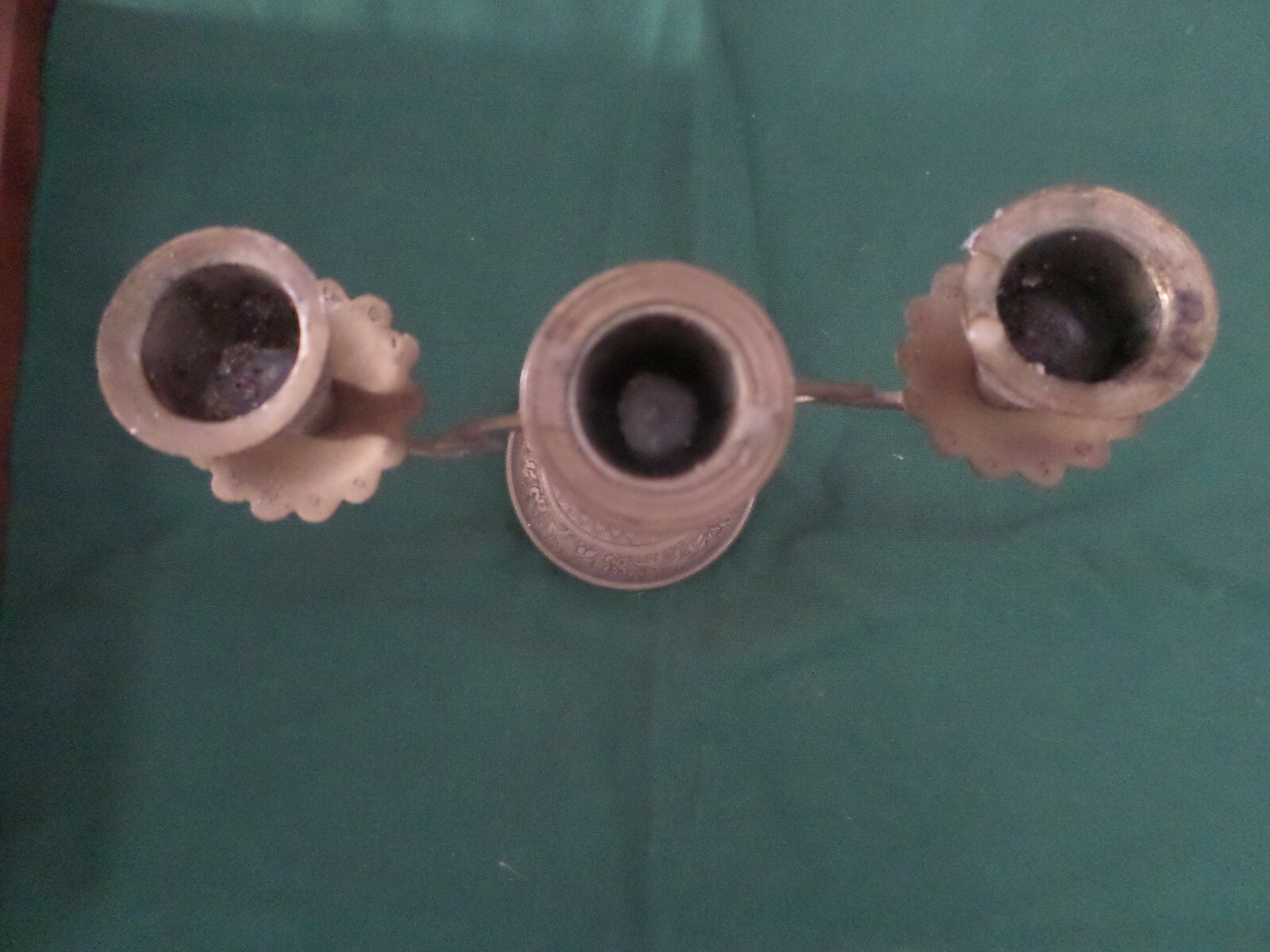 Vintage Z. Y. India World Gift Metal Etched Candelabra Tapered Candle