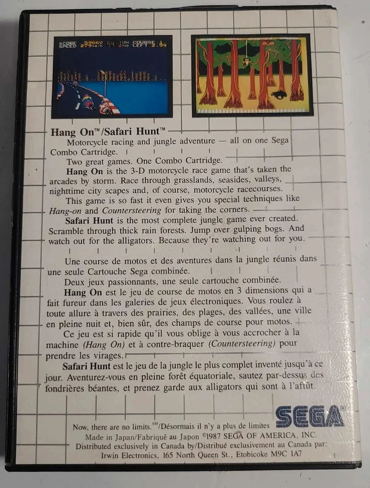 Hang-On / Safari Hunt (Sega Master)No Manual, Untested - Image 2 of 4