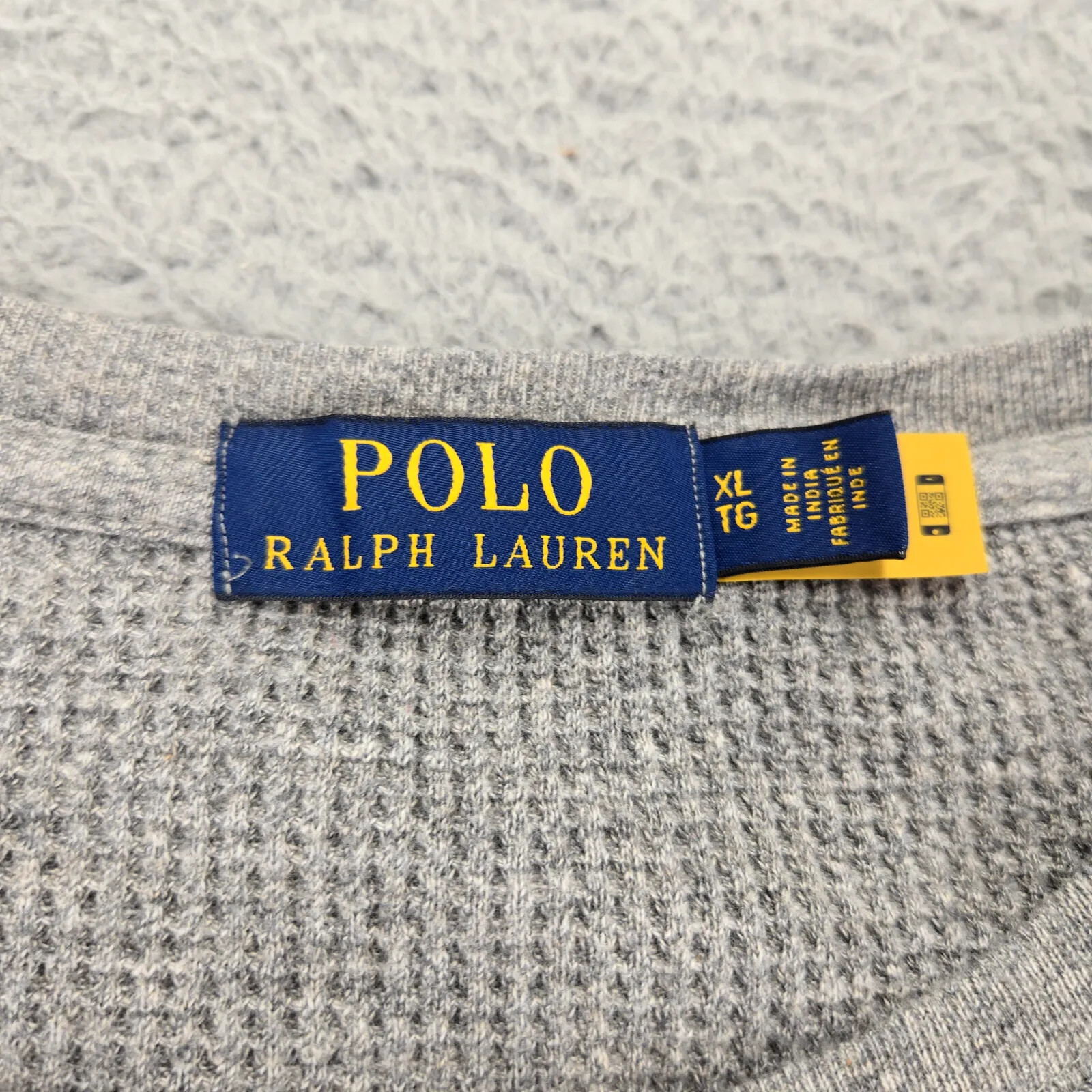 Polo Ralph Lauren camicia uomo XL grigio waffle maglia pony manica lunga girocollo