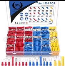 1500Pcs Assorted Insulated Electrical Wire Terminals Crimp Spade Connectors Kit