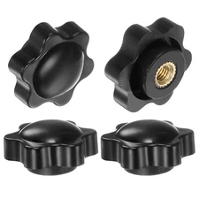 4pcs Star Knobs M5 Thread 25mm Head Non-Through Hole Clamping Handles Black