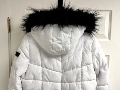 Karl Lagerfeld Paris Women's White Long Faux Fur Puffer Coat