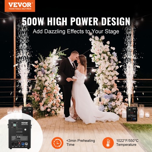 VEVOR Machine à feu d'artifice à étincelle froide 500W 2-4M pour scène, mariage - Imagen 2 de 12