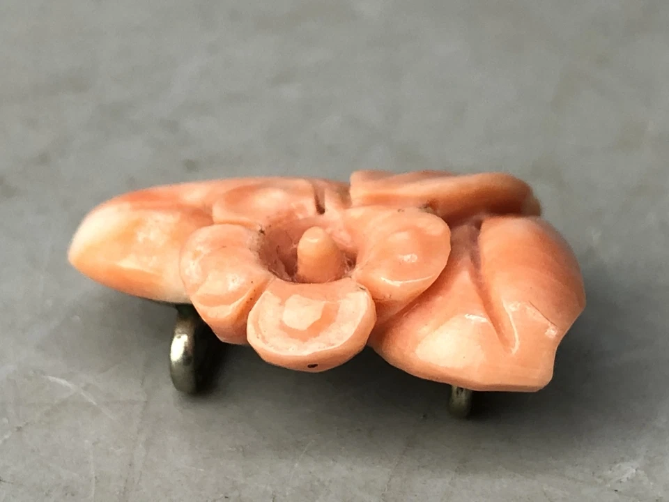 Y7994 OBIDOME Coral Faja Clip Broche Grabado Japón Antiguo Kimono Accesorio Foto 4 de 4