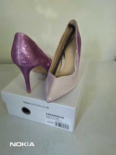 Head Over Heels by Dune Ladies Amalia pink - ombre glitter Court Shoe | eBay