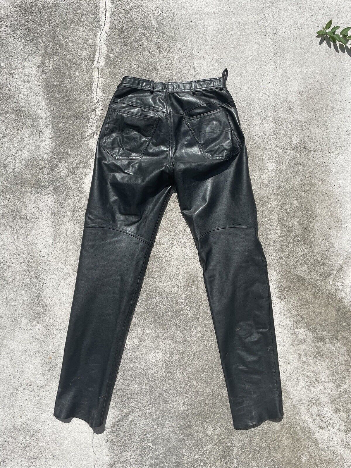 Vintage 1980s Men’s Leather Biker Jeans/pants Siz… - image 2