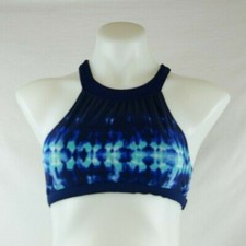 Justice Navy Blue Tie-Dye High Neck Bikini Top Girl's/ Kid's Size 14 Poly Blend