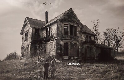 Halloween Photo/Modern Day/SPOOKY, SCARY, HAUNTED HOUSE/4X6 B&W Photo Reprint