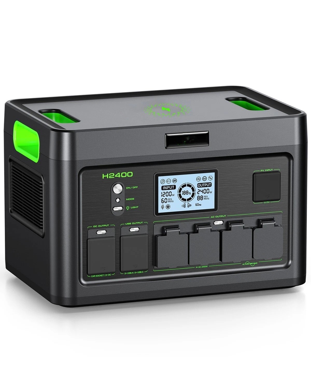 2400W 1843Wh Portable Power Station Solar Charger Generator for Camping Travel