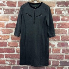 Ralph Lauren LRL Jeans Co Dress Womens L Gray Knit Casual Career Zipper Accents