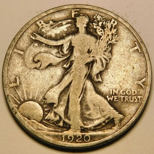 1920 P Walking Liberty Half Dollar 90% Silver VG-F   "As Pictured-Not Cleaned"