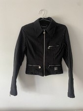 Versace Jeans Couture Black/White Pinstripe Full Zip Jacket Women’s