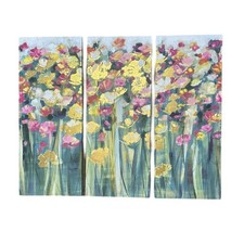 3 Piece Canvas Wall Art Set Floral Abstract Watercolor Flowers Decor New
