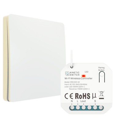 kinetic-switch Funklichtschalter Set batterielos mit smartem Empfänger 230V 