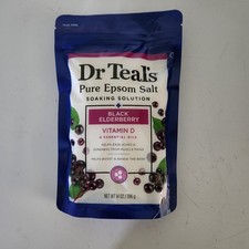 Dr Teal's Pure Epsom Salt Soaking Solution Black Elderberry Vitamin D 14oz New