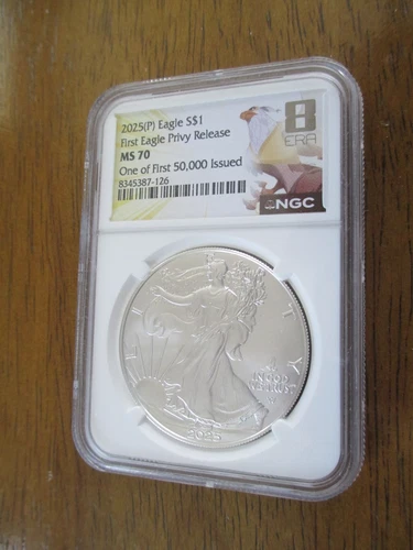 2025 Eagle Privy 1 oz Silver American Eagle NGC MS 70 One of First 50K 8th Era