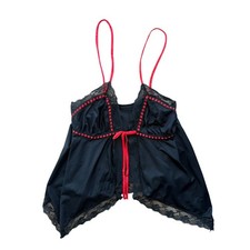 90s Vintage Black Red Lace Babydoll Lingerie Top Style 2933 USA Made Medium y2k