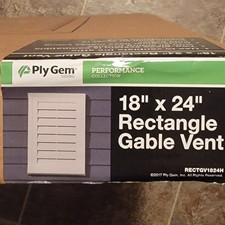 Ply Gem 18 in. x 24 in. Rectangle White PVC Exterior Gable Louver Attic Vent