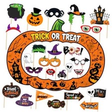 26 pcs Halloween Photo Booth Props Kit Adhesive Dots Halloween Pumpkin