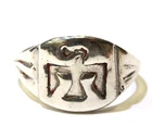 925 sterling silver tribal thunderbird signet ring 6.5g size 11.5 estate vintage