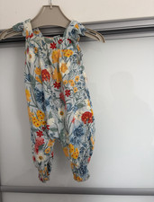 Ex-High Street Baby Girls 0-3M Floral Ruffle Playsuit, Elasticated Ankles