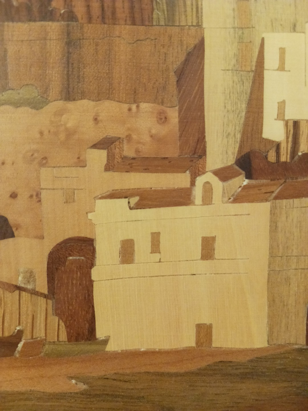Italian Coastal Scene By Sorrento Marquetry Wooden Inlay Picture 11x15”