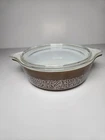 Vintage Pyrex Woodland Brown 471-B Small Casserole Dish Bowl w LID 470-C  500ml