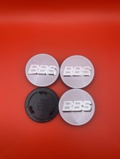 BBS RS LM RZ Center Caps Logos 70mm 09.24.030 White Silver Set Of 4