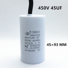 45uF 45MFD 450V 450VAC CBB60 Motor Run Capacitor with Wire Leads, 50/60Hz,  5 