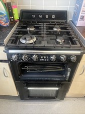 Smeg TR62BL 60cm Dual Fuel Gas Cooker Black