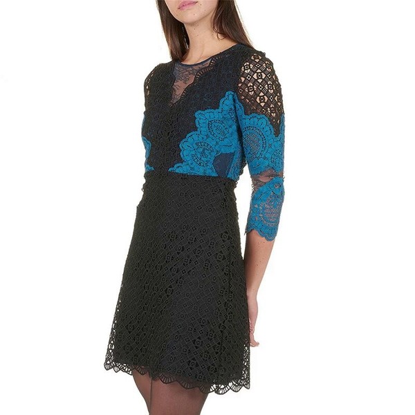 Sandro Paris Kleid Schwarz Spitze Gr. 34 Xs Damen Mini R20352H-image