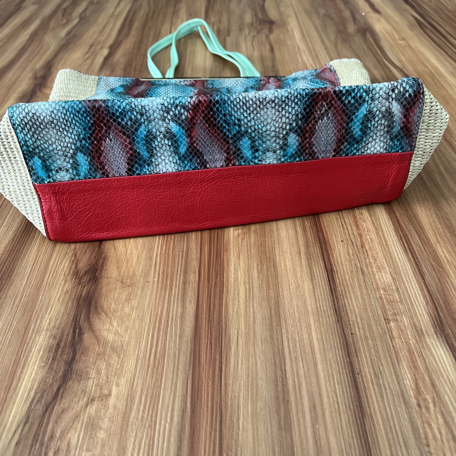 Dimoni Red Genuine Leather Python Snakeskin-like … - image 6