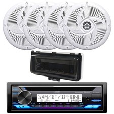 JVC KD-T92MBS Marine CD Receiver, 4x 5.25" 180W Boat Speakers, Cover White 