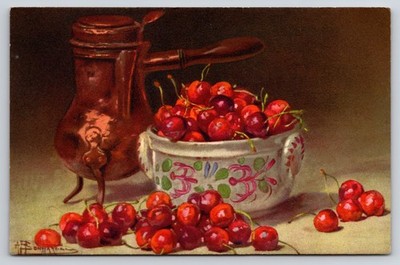 Still Life Cherries & Copper Pot   Printed in Switzerland   No. 553